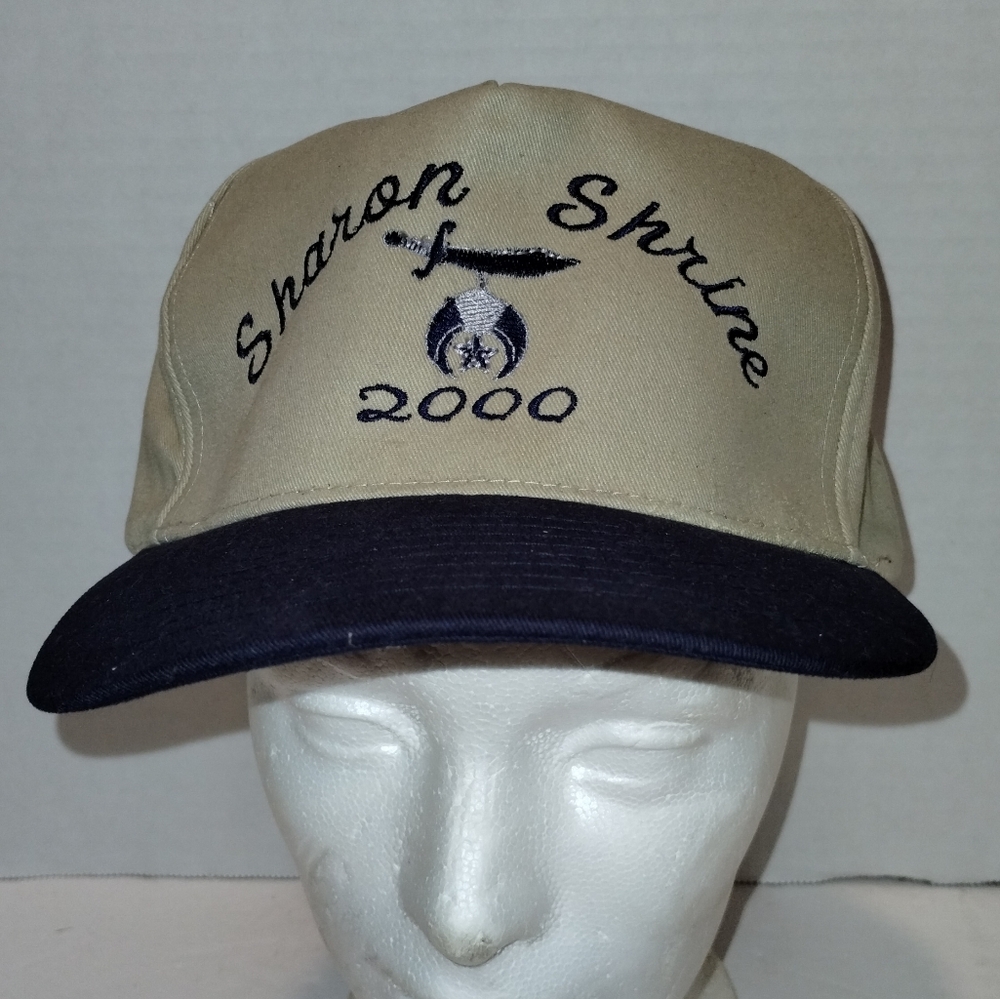 Vintage 2000 Sharon Shrine Hat Cap Tan Blue